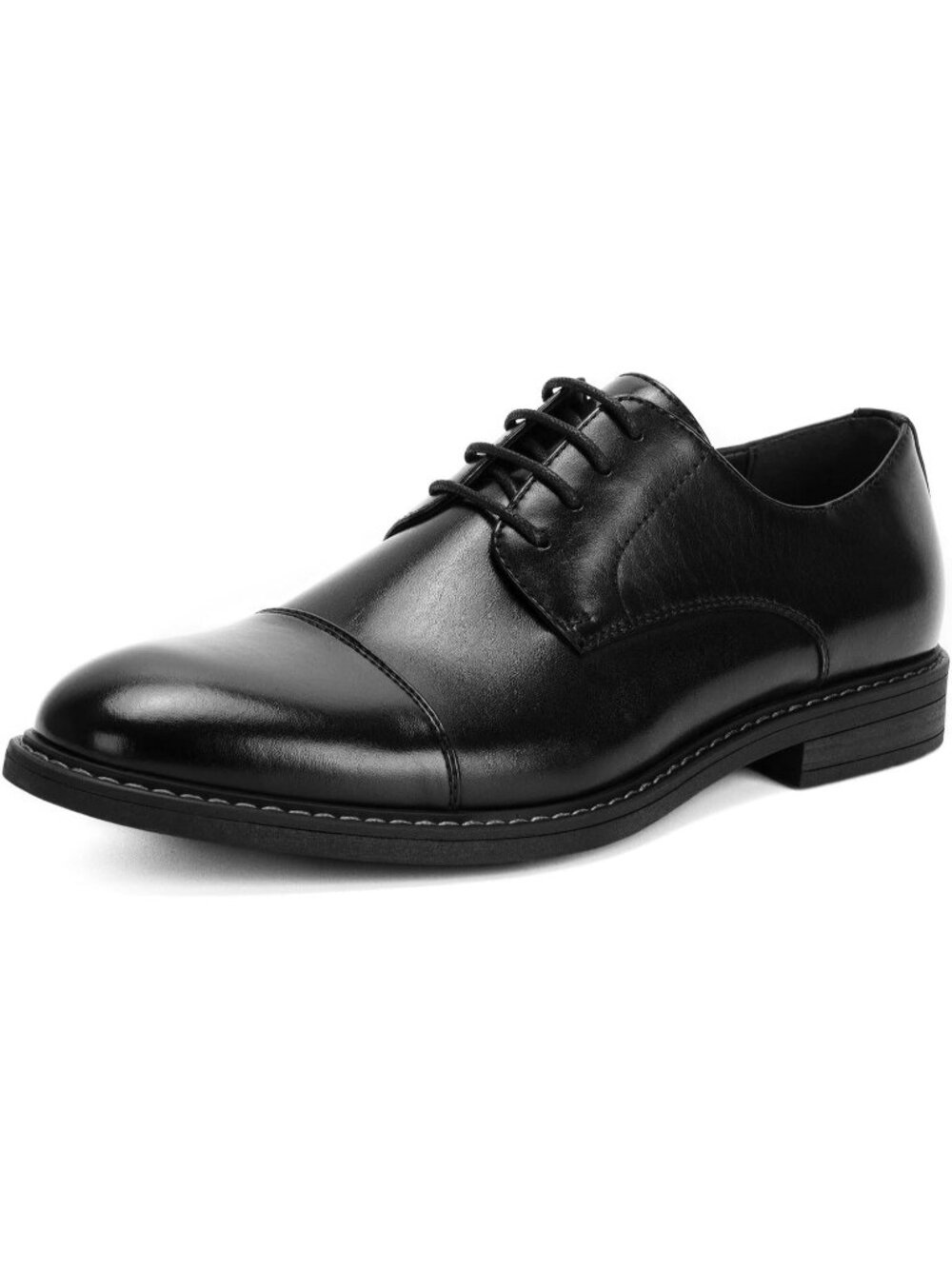 Men Black Solid Wingtip Brogue Cap Toe Lace-Up Comfort Formal Oxford Dress Shoes